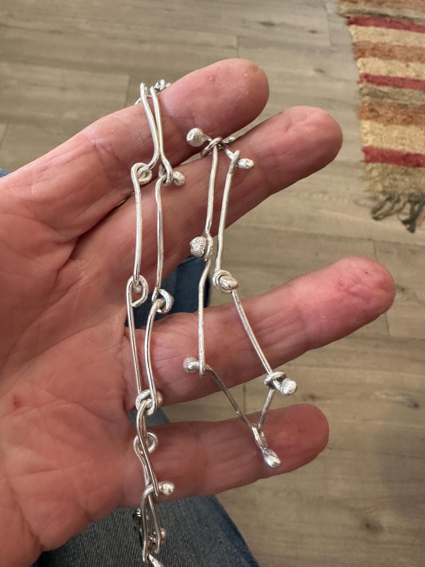 Silver hat band, sterling silver hat chain, artisan silver hat band