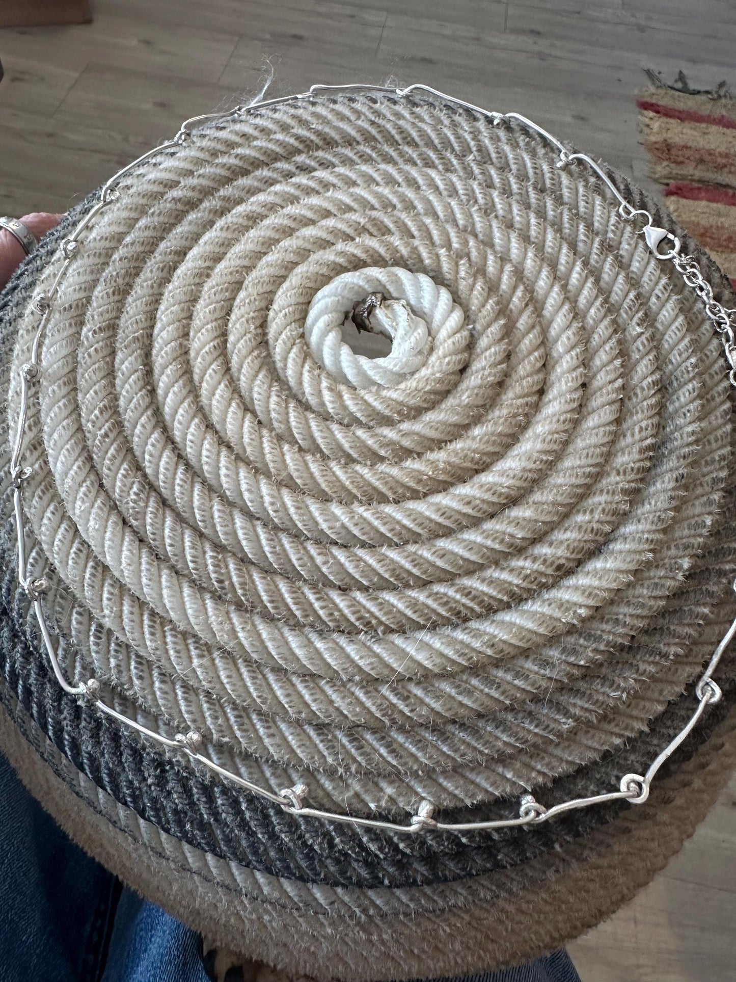 Silver hat band, sterling silver hat chain, artisan silver hat band