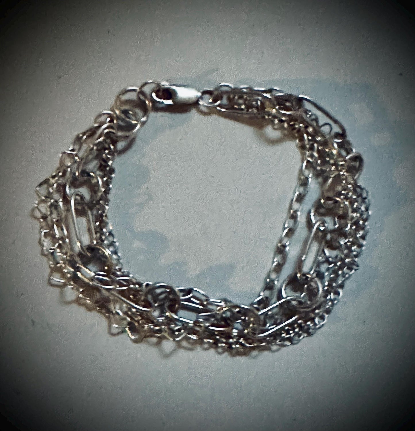 Artisan Sterling Silver chain Bracelet, 925 sterling silver multi chain bracelet , sterling silver multi strand bracelet statement bracelet