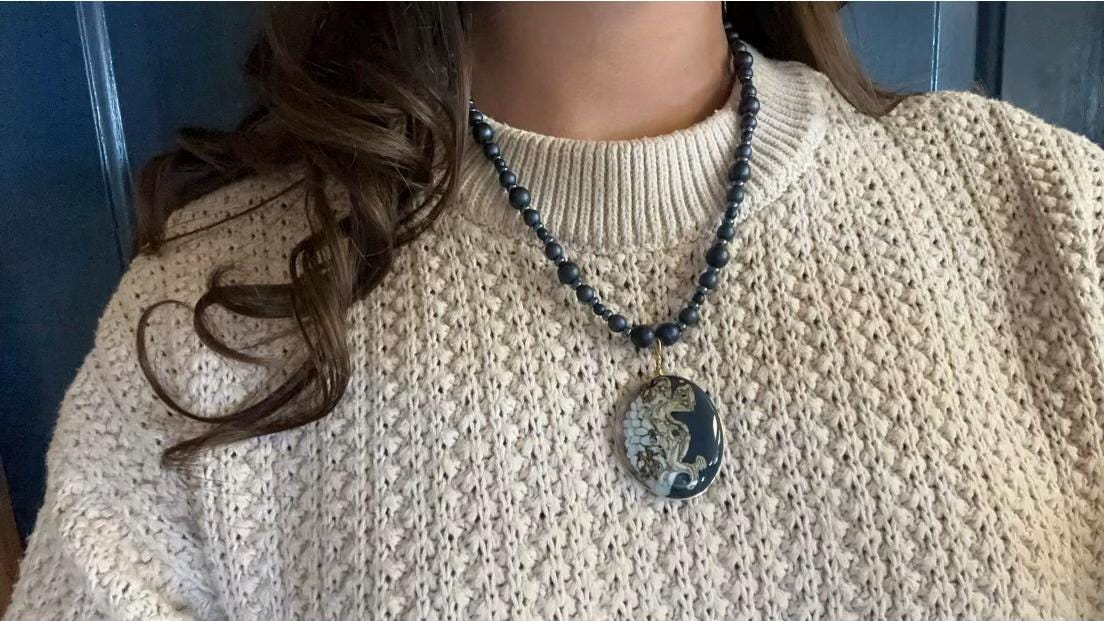 Navy Chaos necklace, implosion, classic navy necklace