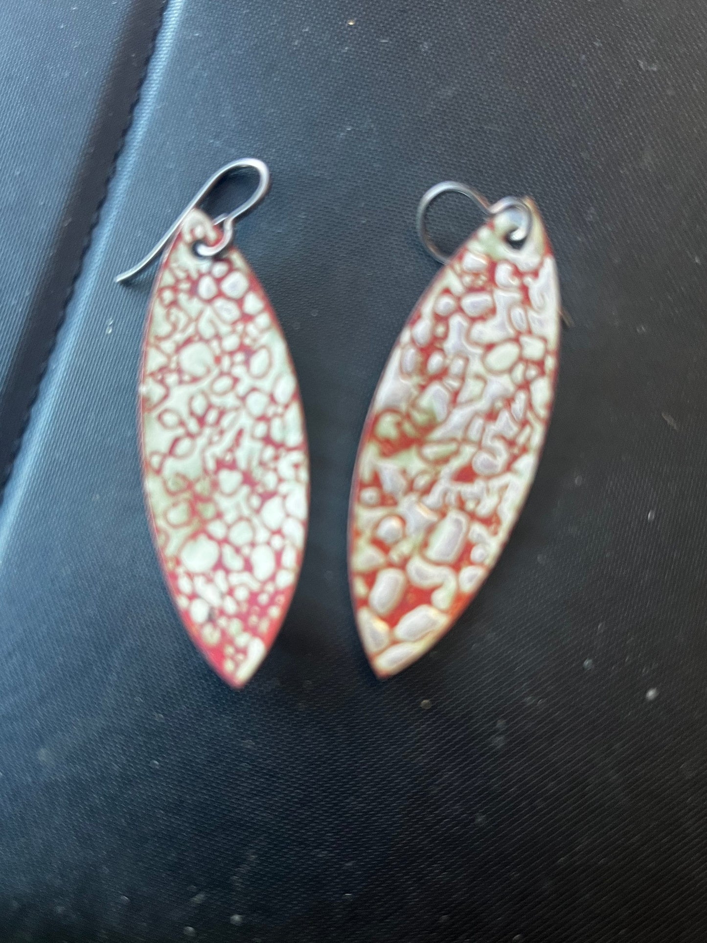 Enameled elipse earrings