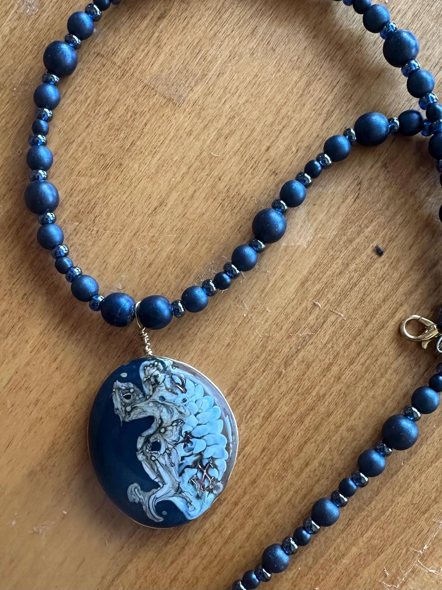 Navy Chaos necklace, implosion, classic navy necklace