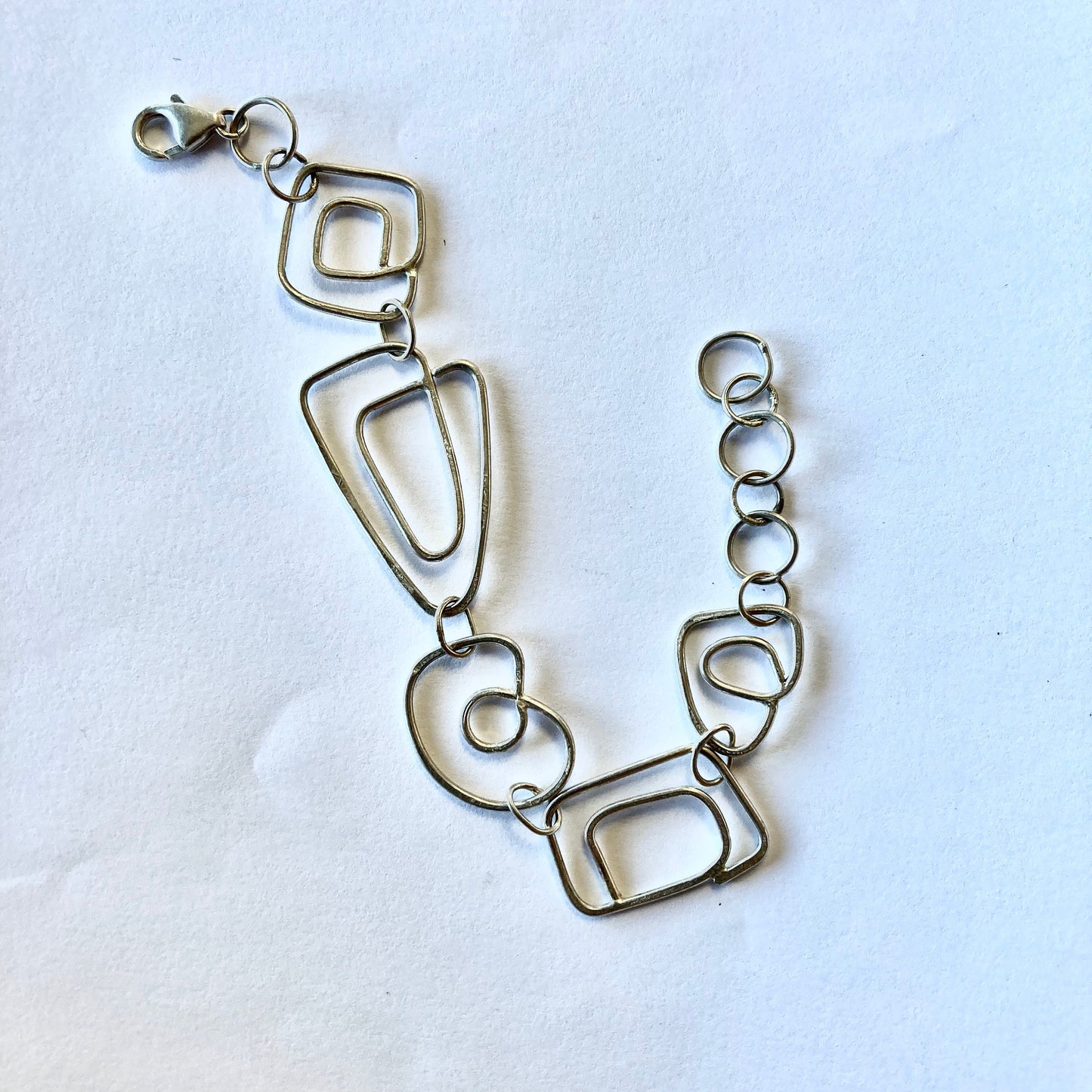 Geometric links Sterling Silver Bracelet, art jewelry