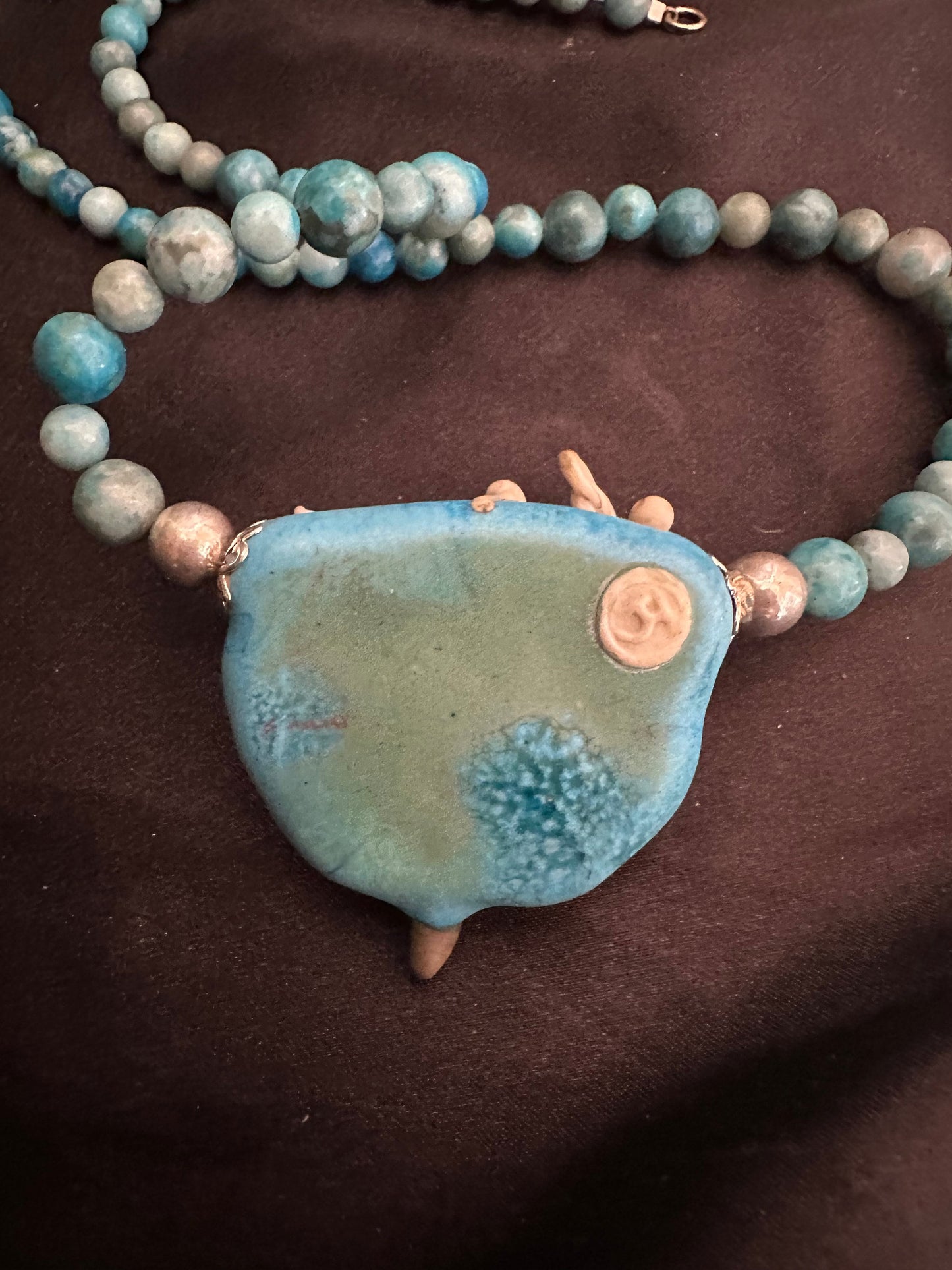 Moose lampwork glass necklace