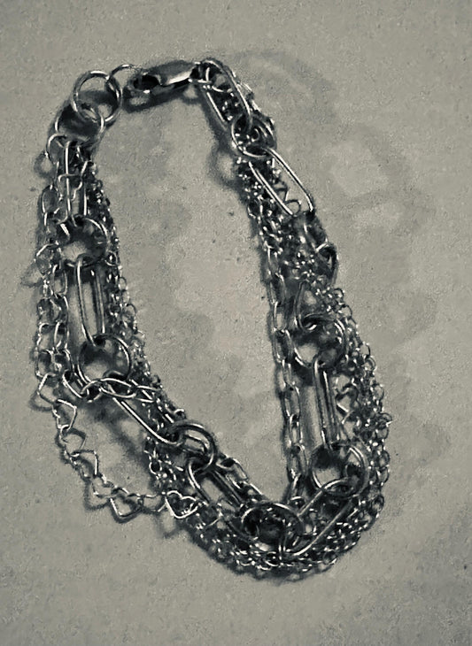 Artisan Sterling Silver chain Bracelet, 925 sterling silver multi chain bracelet , sterling silver multi strand bracelet statement bracelet