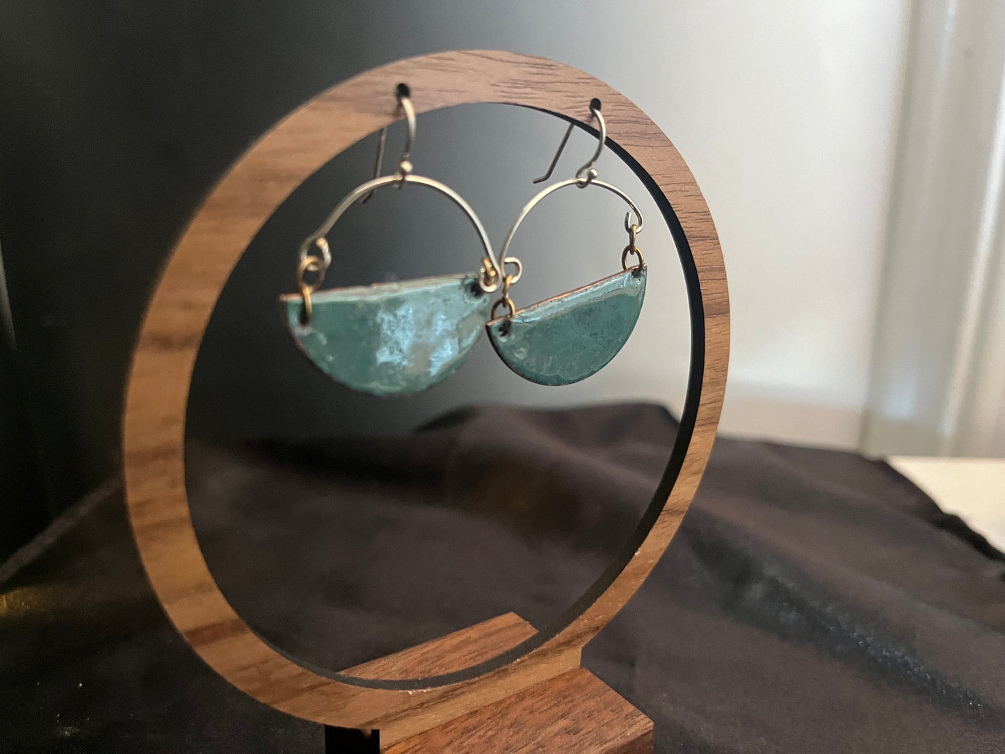 2-tone enameled art fair earrings