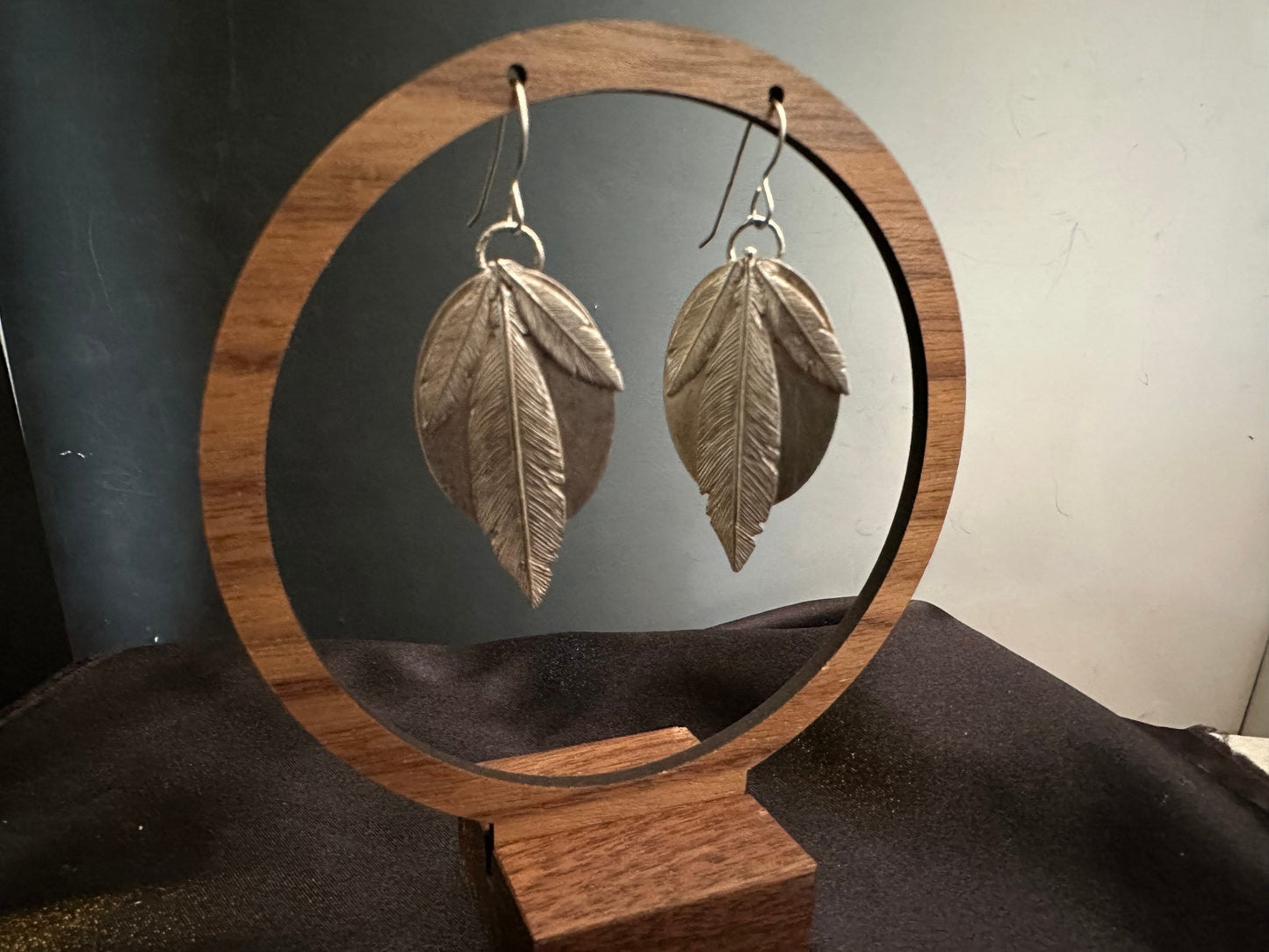 Artisan Feather sterling silver statement earrings