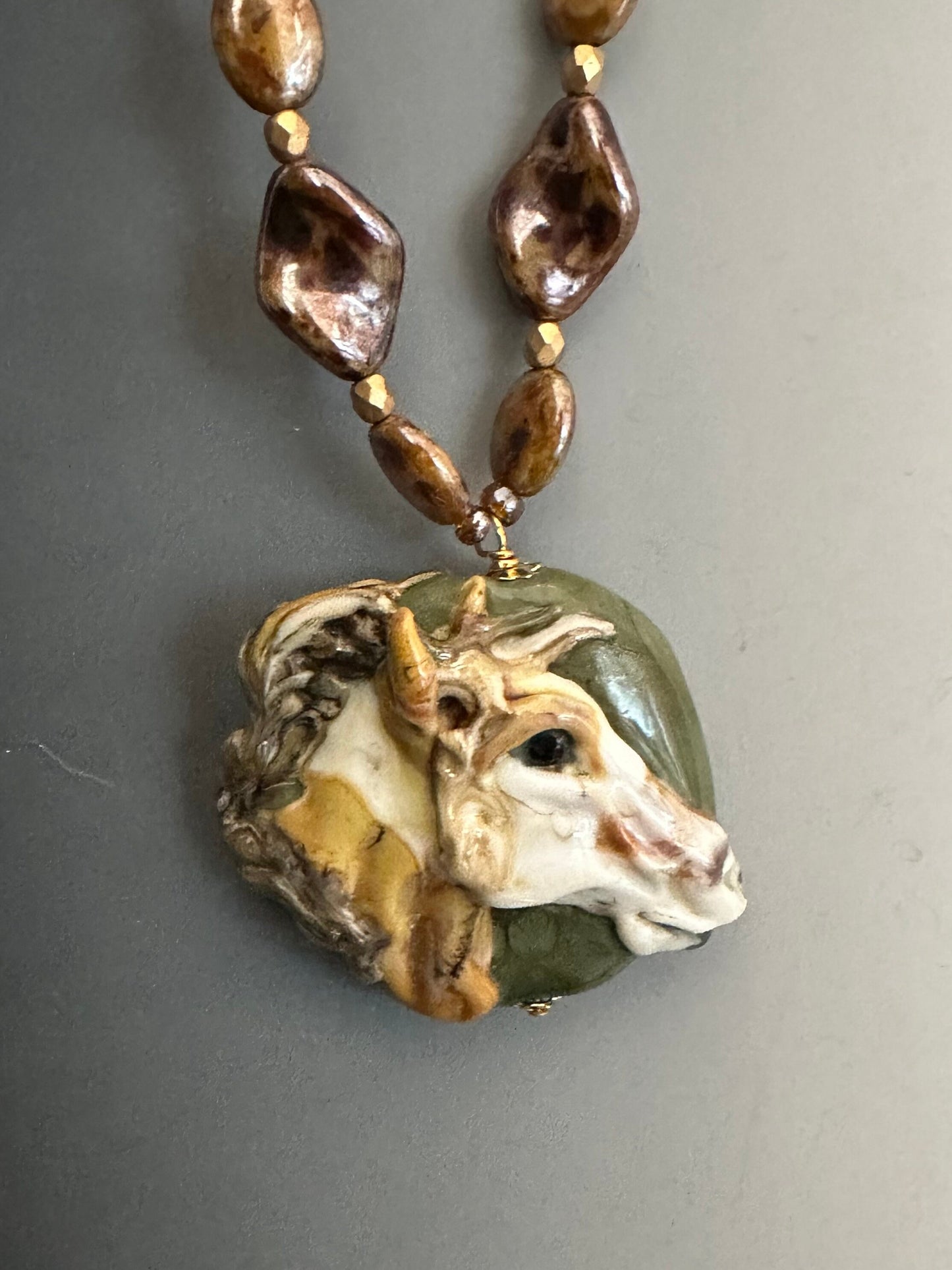 Paint horse necklace set, glasswork, lampwork, horse, horse jewelry, pony, mustang, wild horses