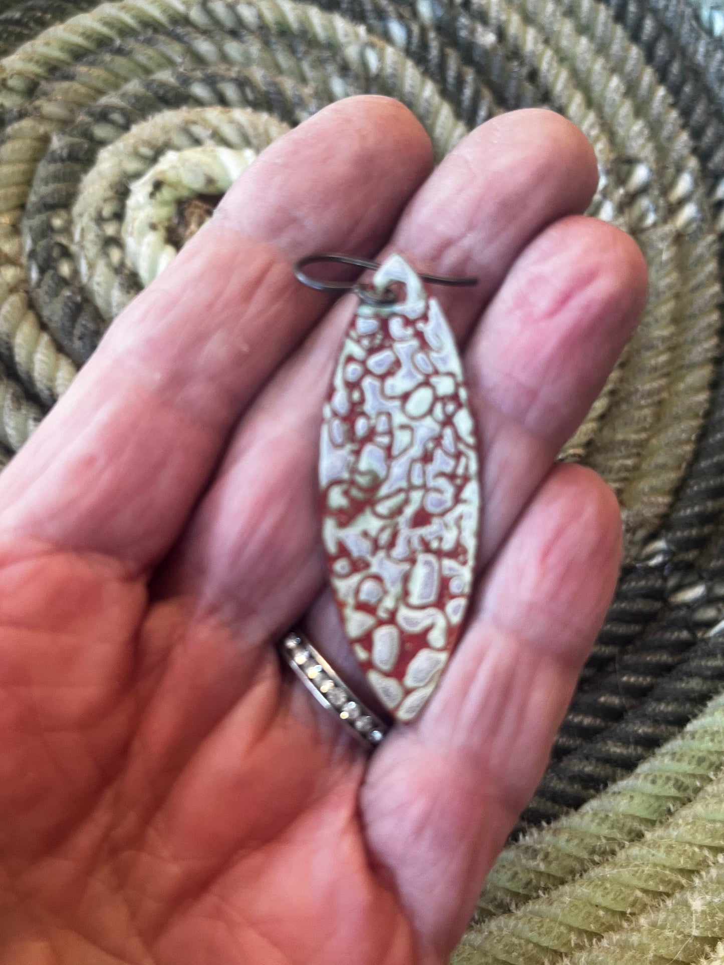 Enameled elipse earrings