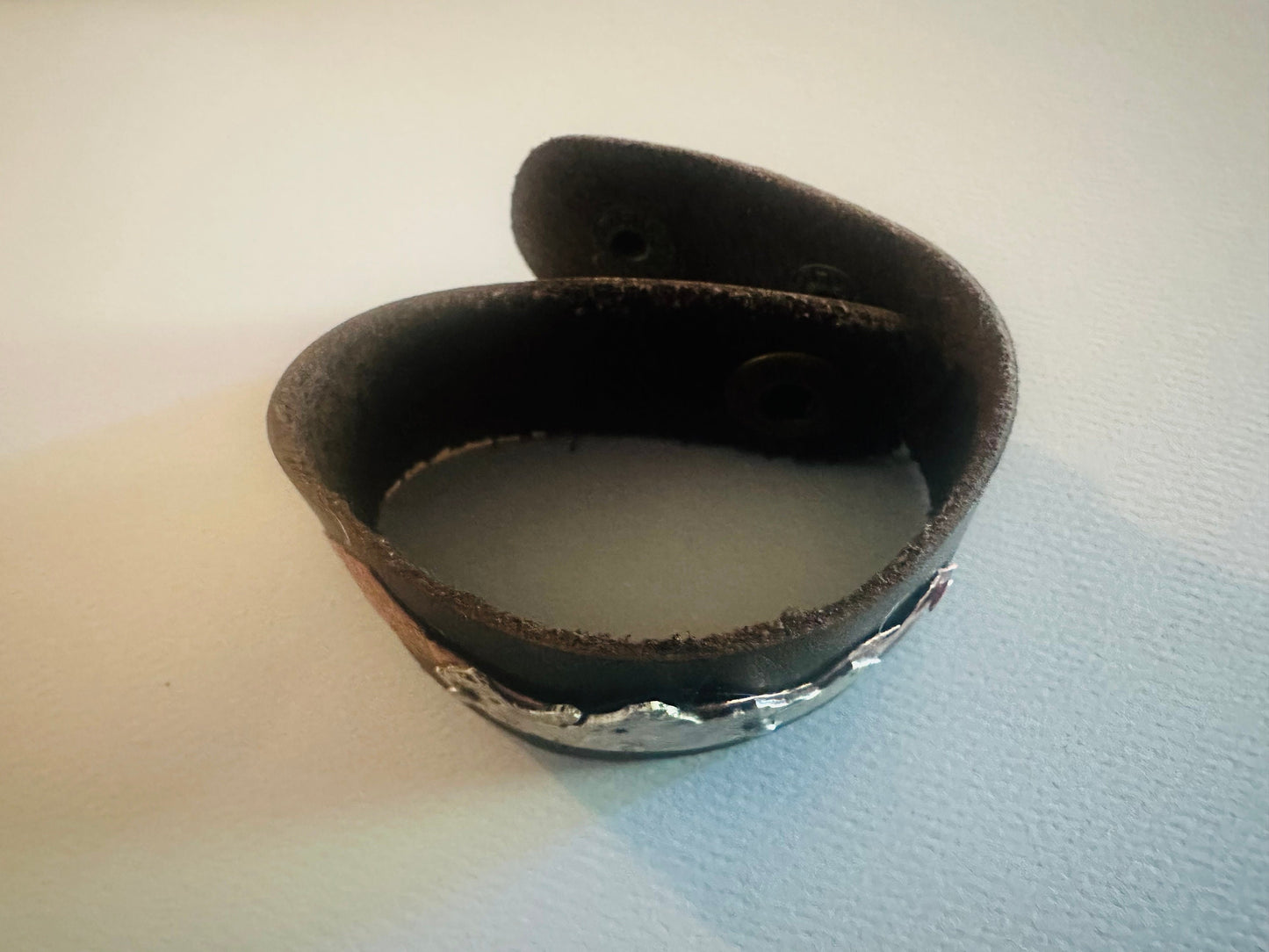 The mountains are calling, leather and mixed metal bracelet