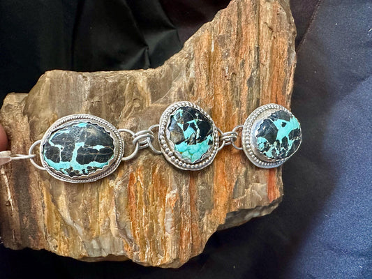 Triple turquoise drop lariat necklace, adjustable length, turquoise statement necklace, western jewelry, western style