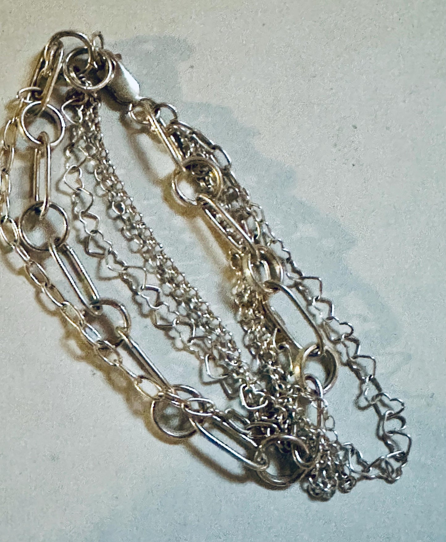 Artisan Sterling Silver chain Bracelet, 925 sterling silver multi chain bracelet , sterling silver multi strand bracelet statement bracelet