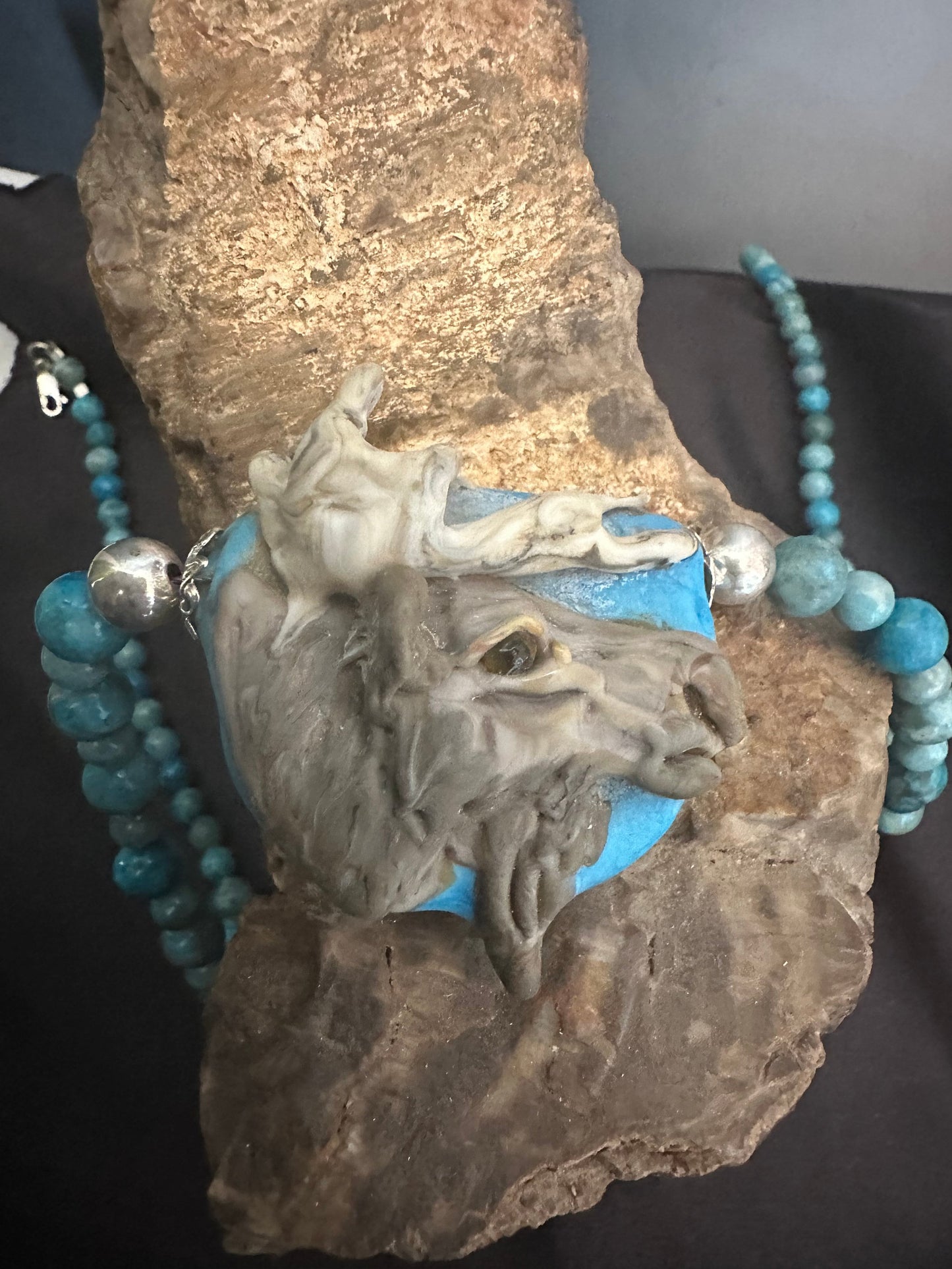 Moose lampwork glass necklace