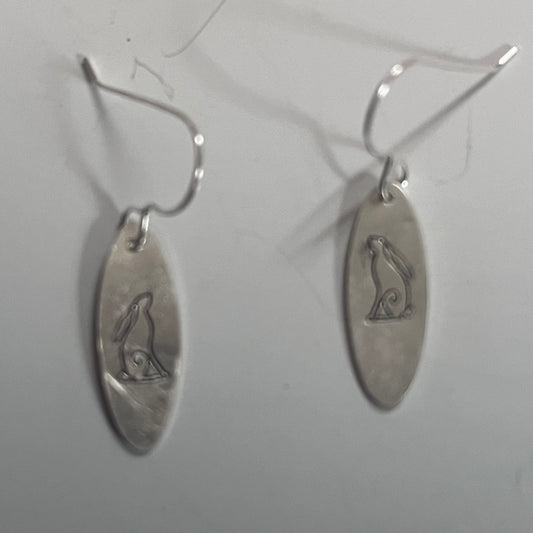 Silver bunny earrings, sterling silver rabbit earrings