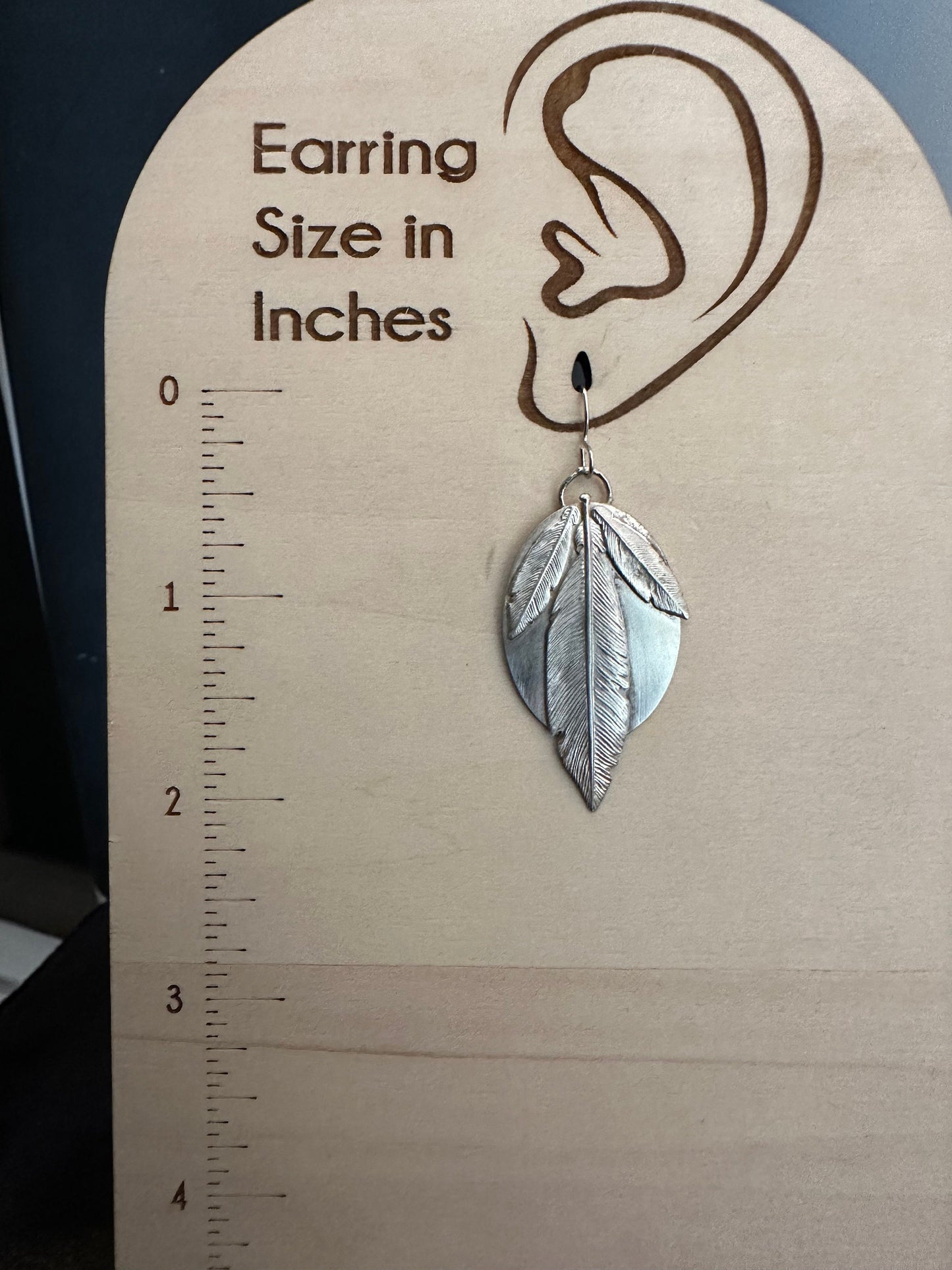 Artisan Feather sterling silver statement earrings
