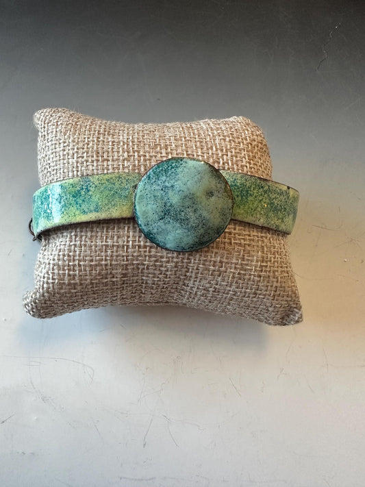 Sage green bracelet, enameled bracelet, mint green bracelet small bracelet