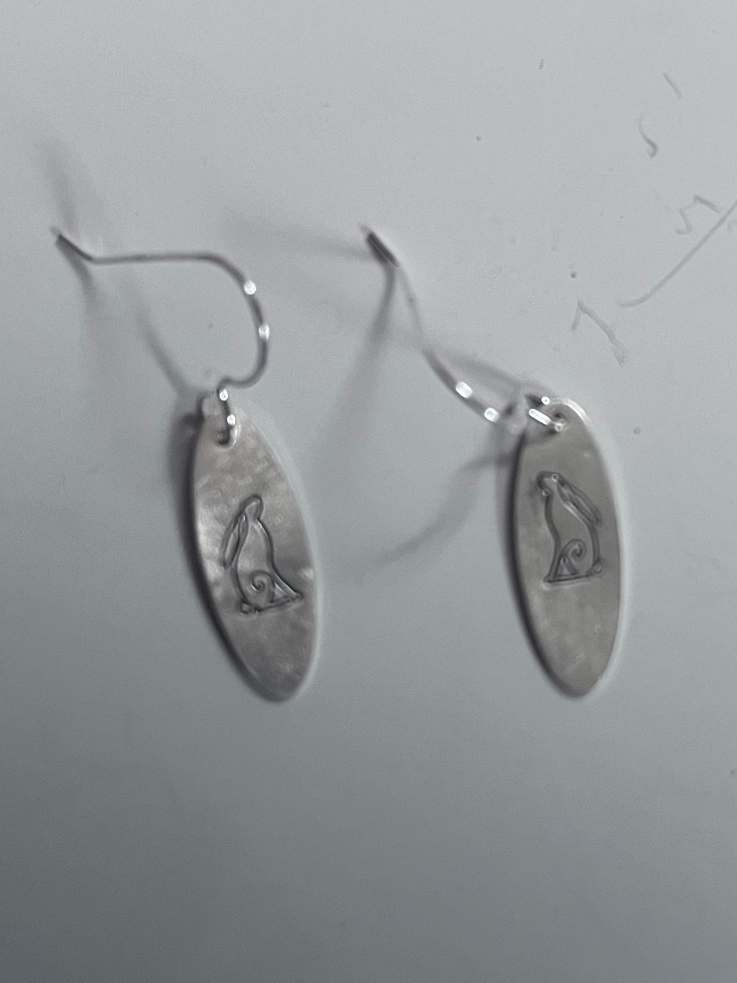 Silver bunny earrings, sterling silver rabbit earrings
