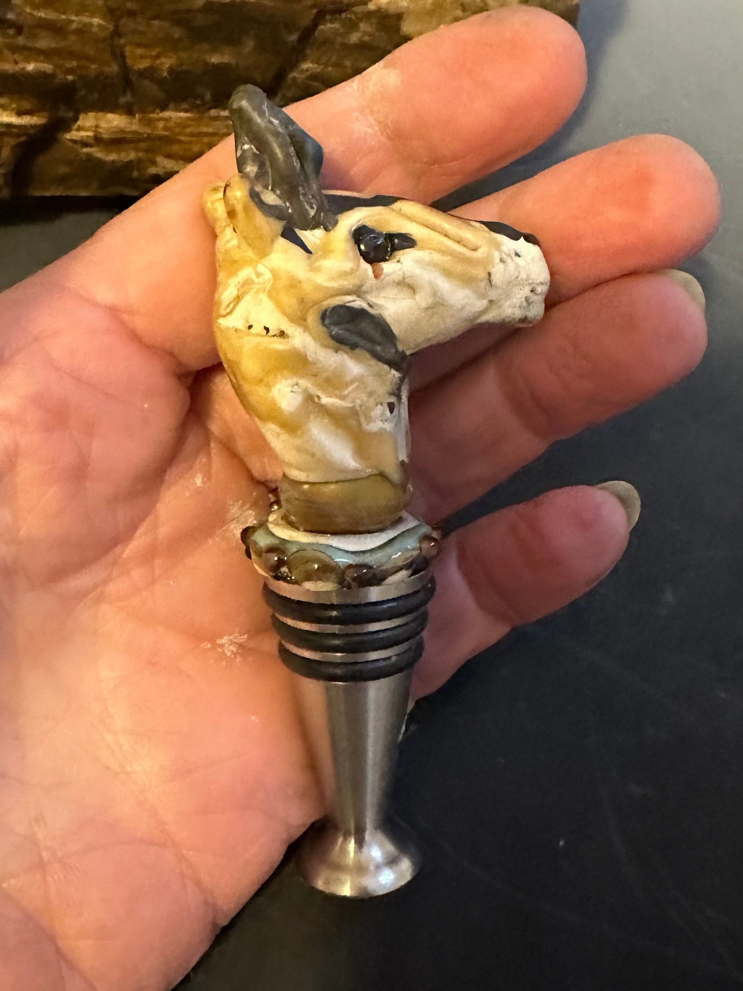 Glass pronghorn Wine bottle stopper