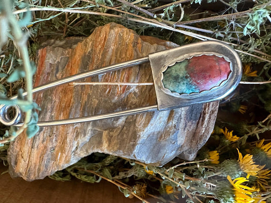 Decorative Jumbo turquoise safety pin , shawl pin, sweater pin, belt pin, Safety pin, safety pin jewelry