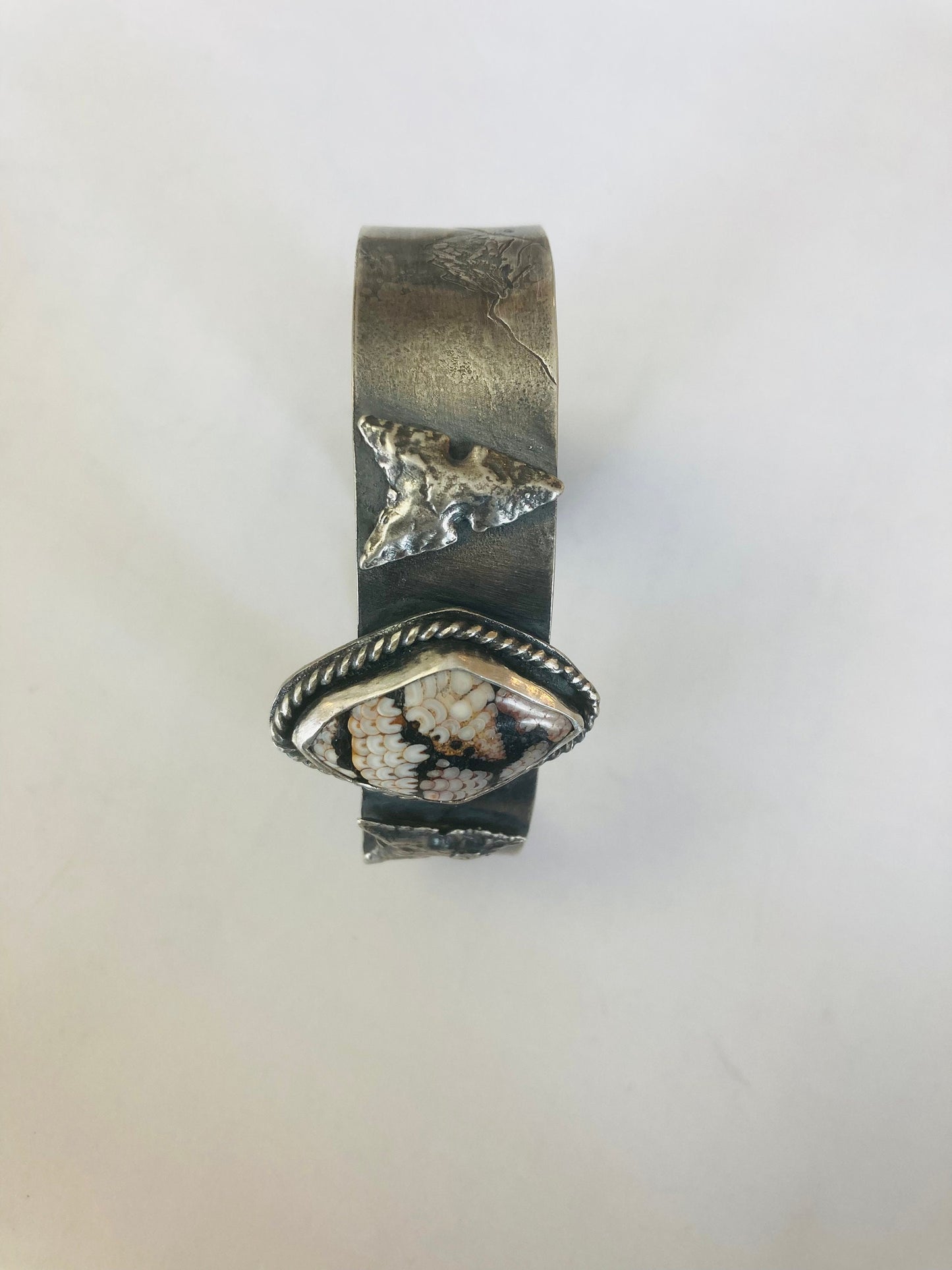 Statement Snakeskin Agate Bracelet in Artisan Silver – One-of-a-Kind Jewelry Piece