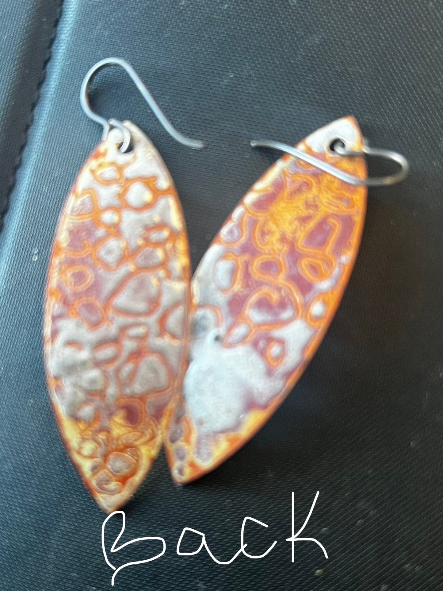 Enameled elipse earrings