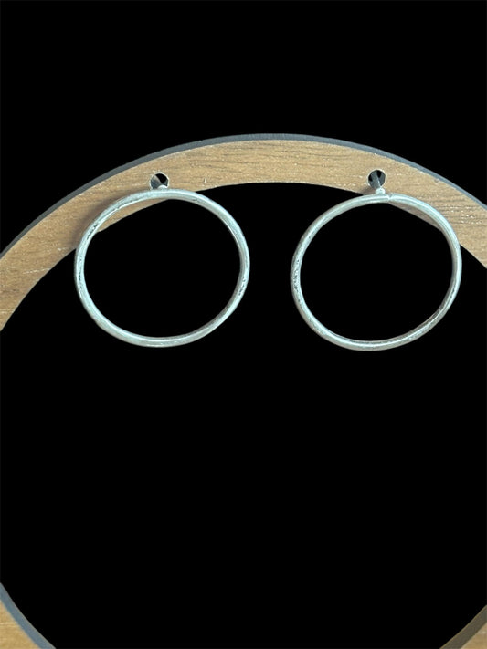 Circle post earrings, sterling silver open circle earrings , everyday earrings
