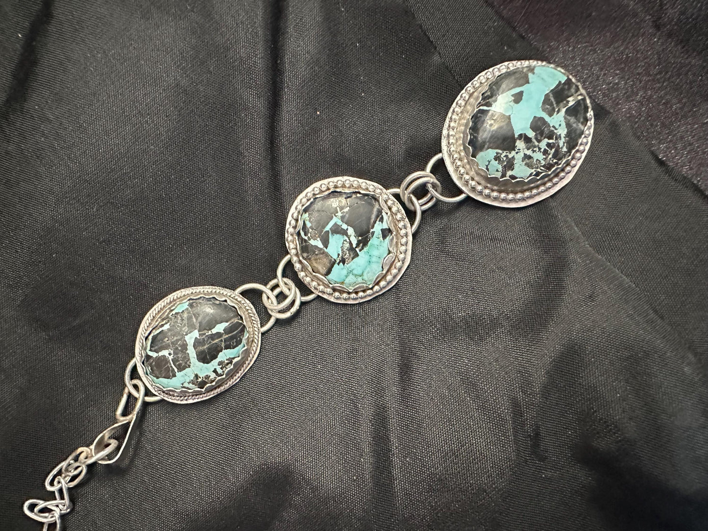 Triple turquoise drop lariat necklace, adjustable length, turquoise statement necklace, western jewelry, western style