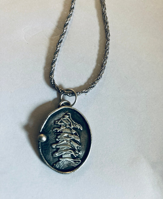 Textured tree, sterling silver necklace B