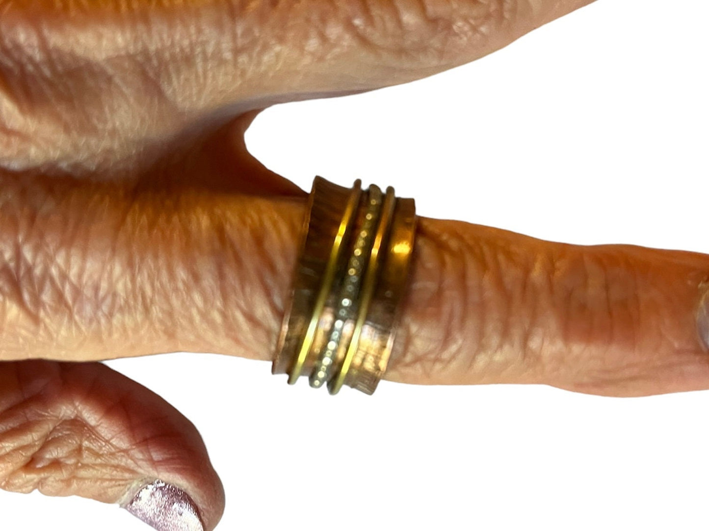 Mixed metal spinner ring, anxiety ring, fidget ring, meditation ring
