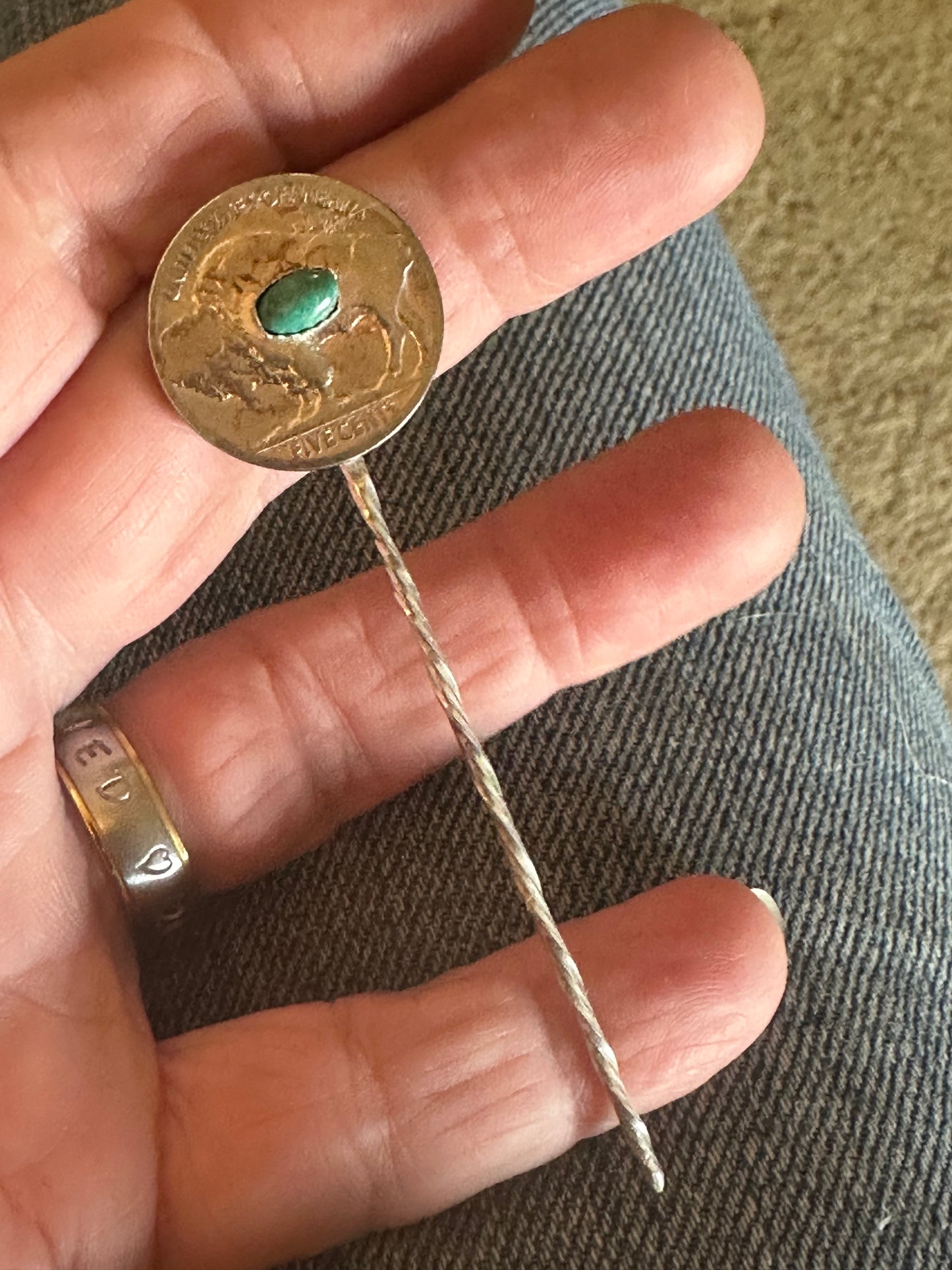 buffalo hat pick, Buffalo nickel hat pin, cowboy toothpick