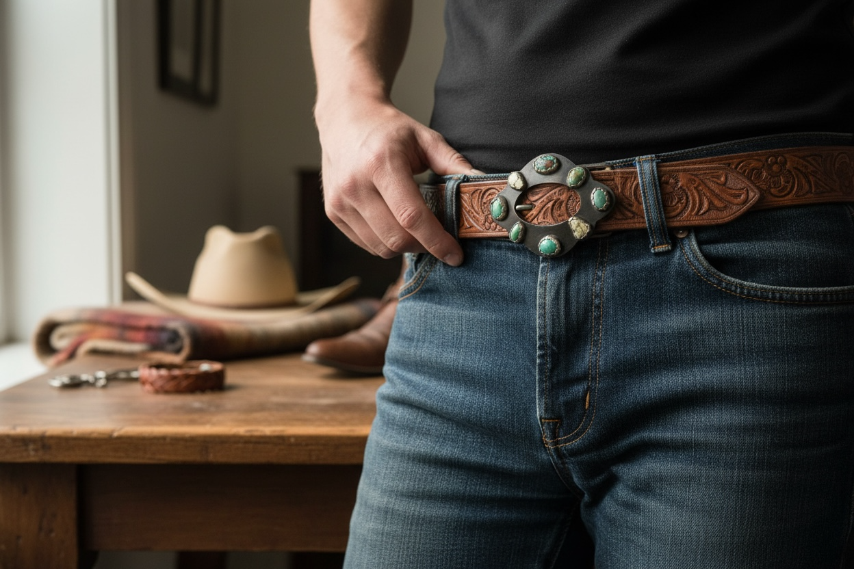 Green turquoise Belt Buckle