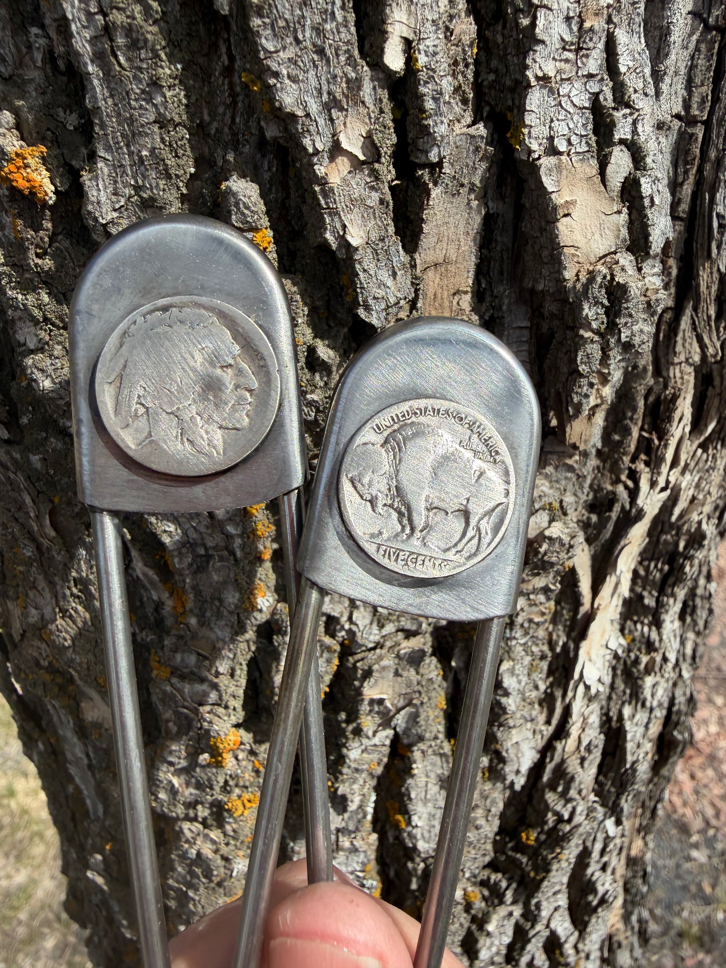 Buffalo Nickel Jumbo Safety Pins