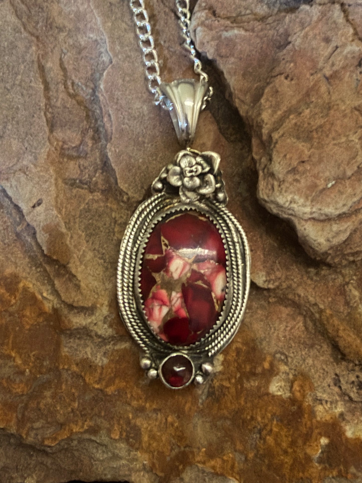 Rose Dahlia and tourmaline necklace