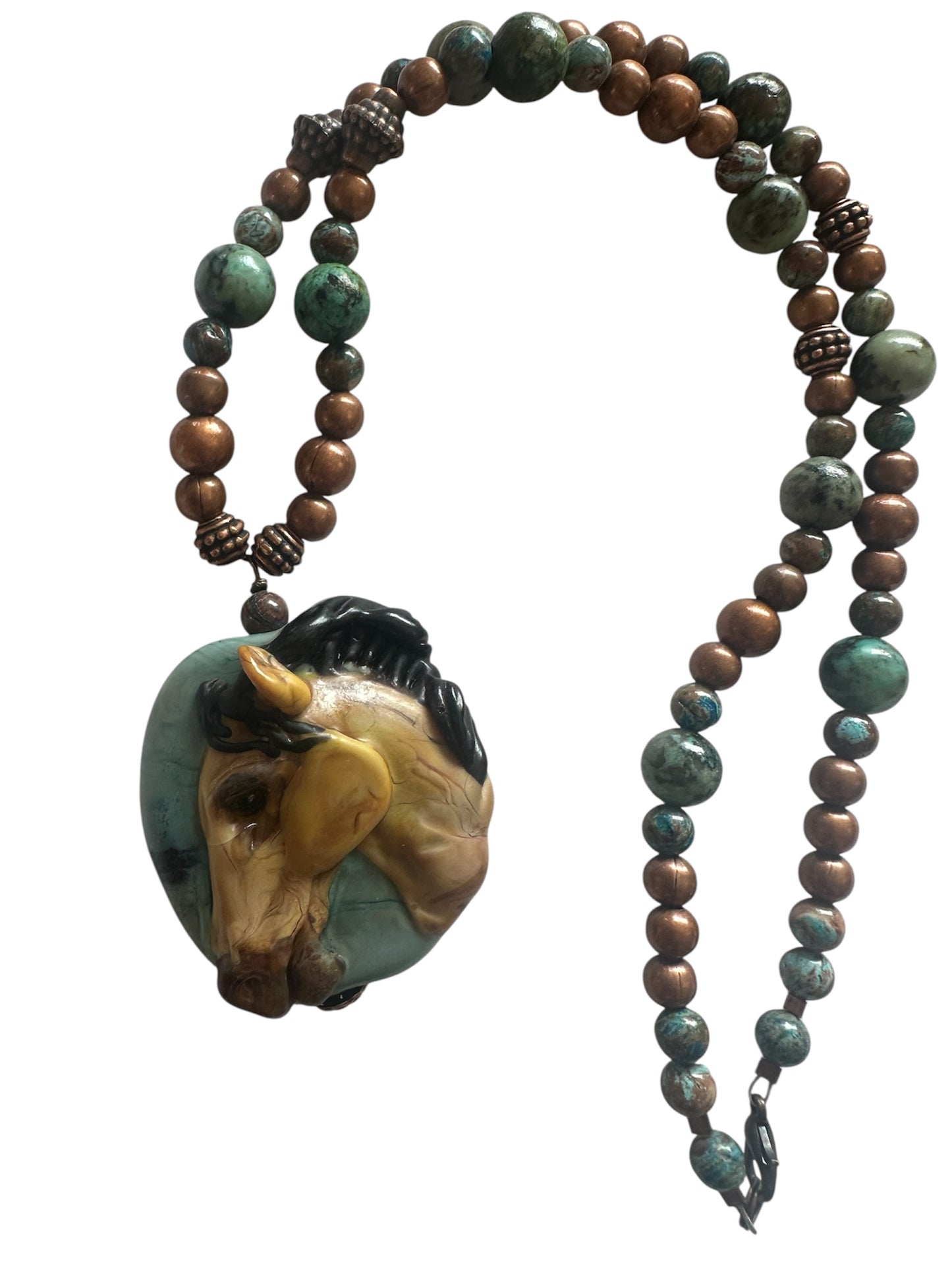 Hand Sculpted Lampwork Glass Horse Necklace & Earring Set
