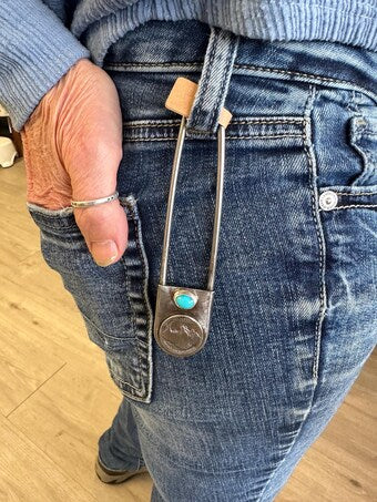 Jumbo safety pin with sterling opal
