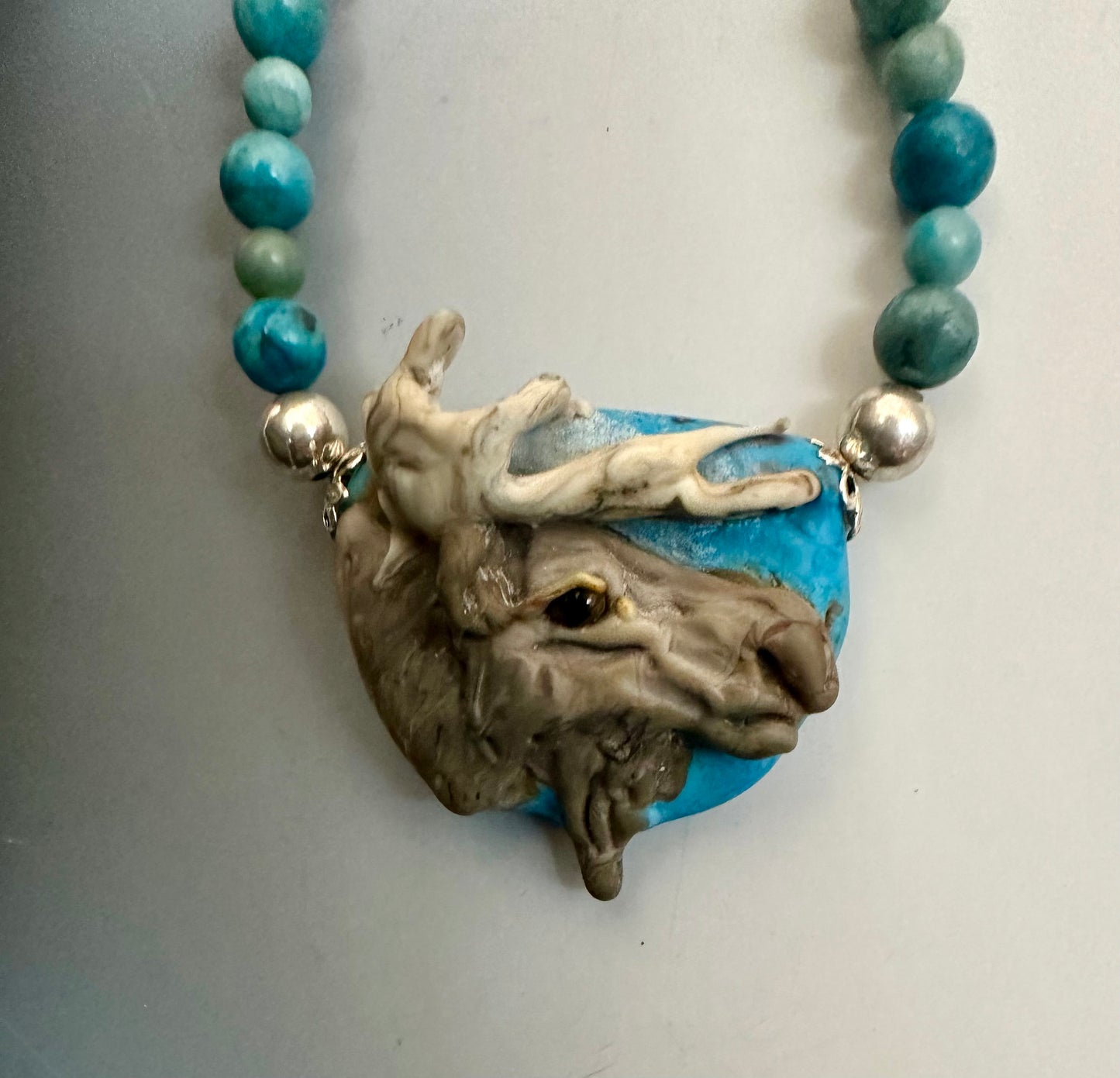 Moose lampwork glass necklace