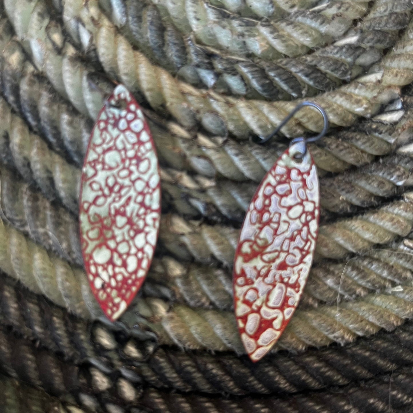 Enameled elipse earrings