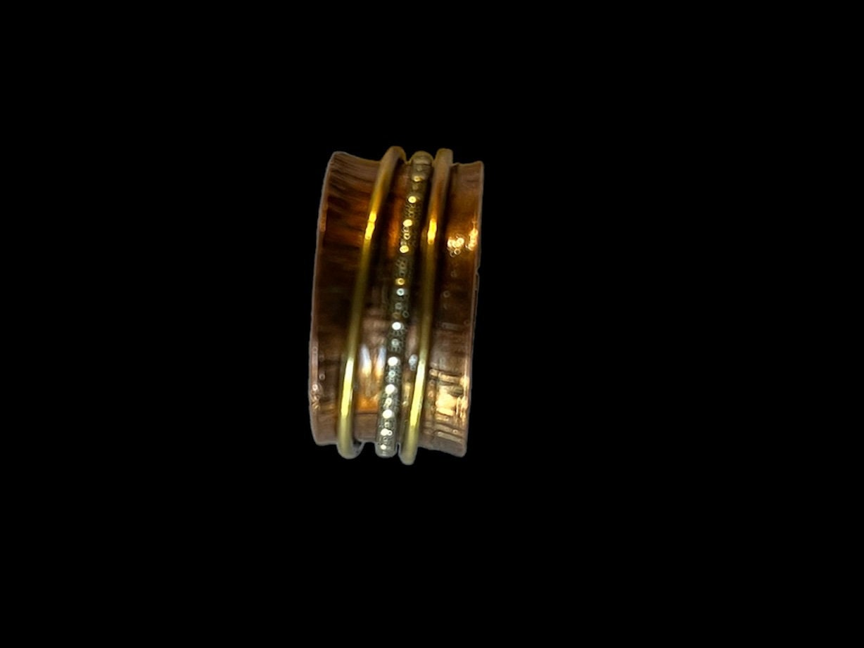 Mixed metal spinner ring, anxiety ring, fidget ring, meditation ring