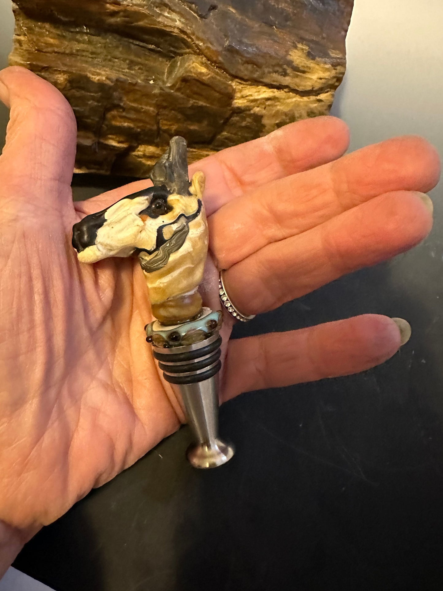 Glass pronghorn Wine bottle stopper