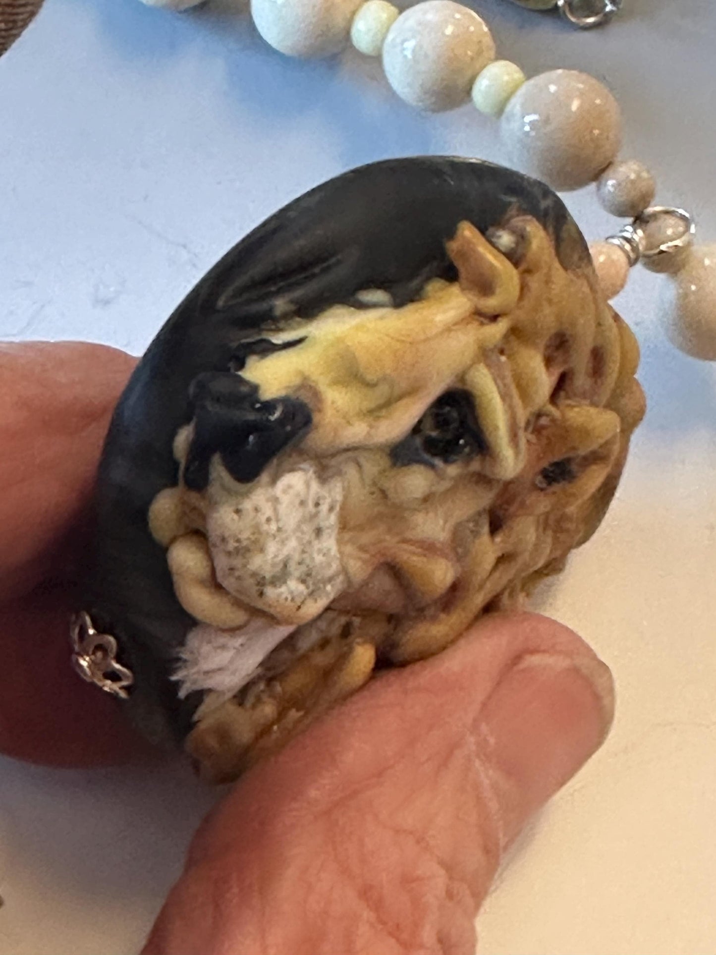 Lion necklace, glasswork, lampwork glass animals, statement necklace, artisan glass work,