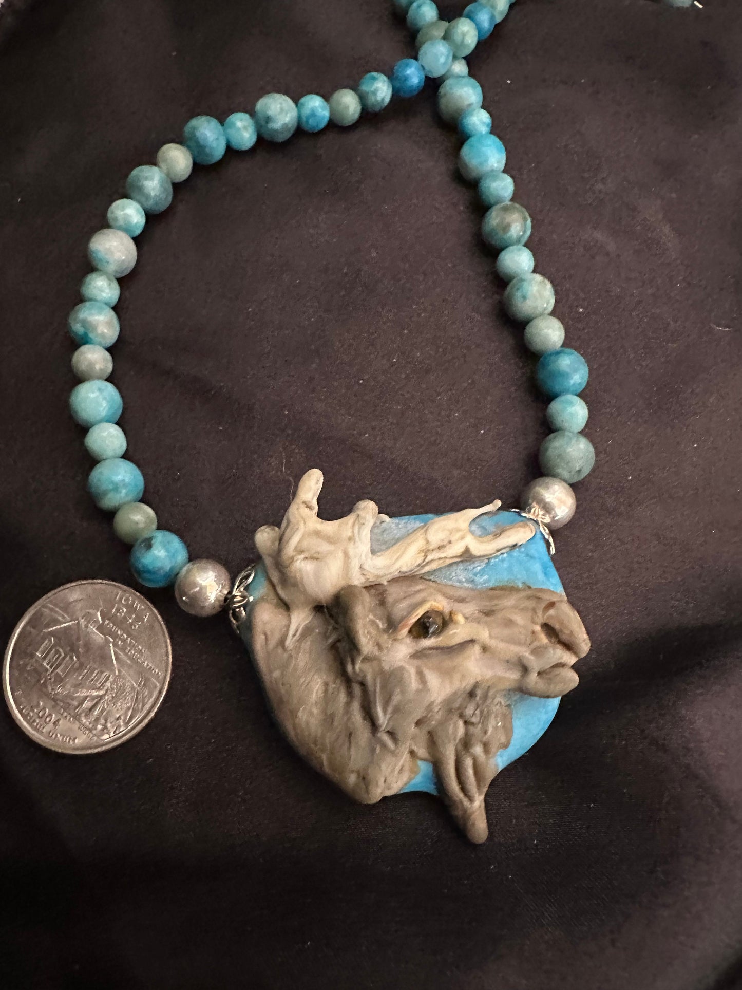 Moose lampwork glass necklace