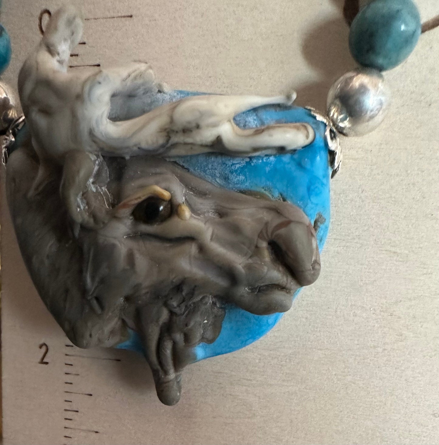 Moose lampwork glass necklace