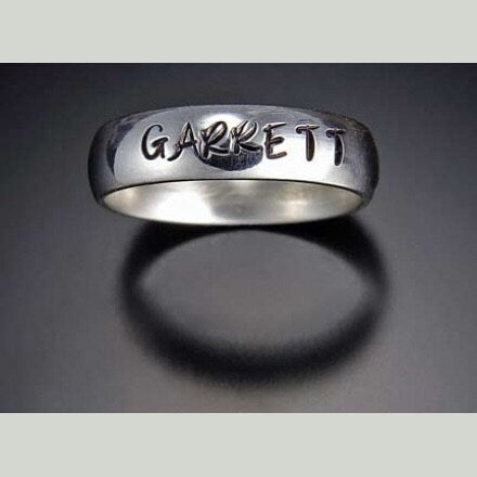 Thin band personalized ring brushed finish
