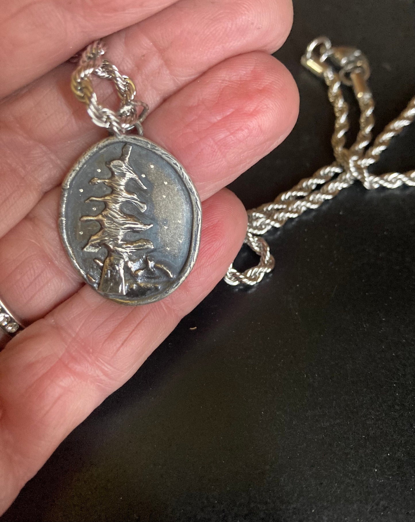 Molten tree, sterling silver necklace A