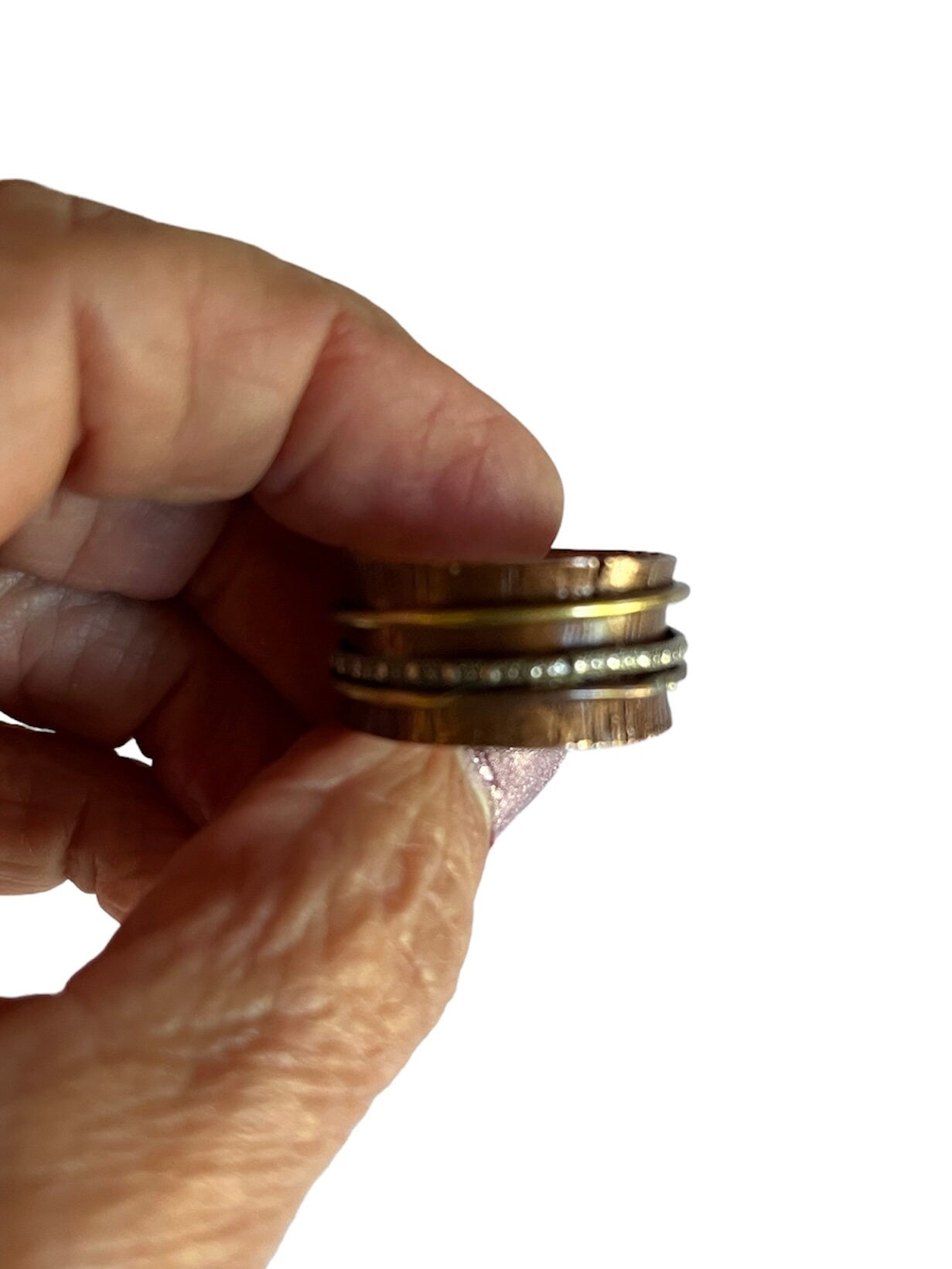 Mixed metal spinner ring, anxiety ring, fidget ring, meditation ring