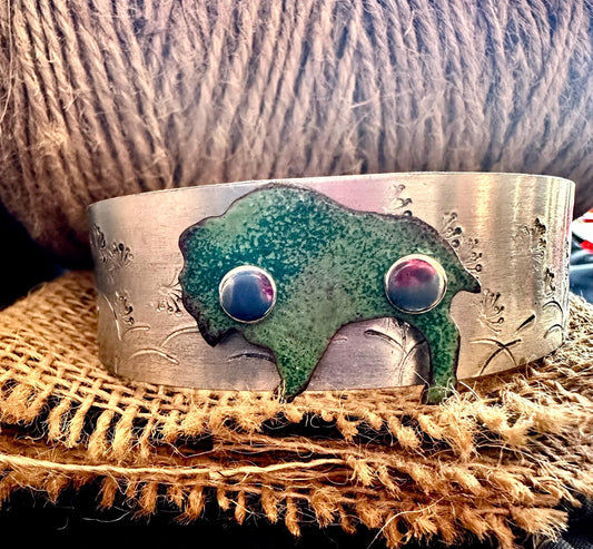 Enameled Buffalo cuff