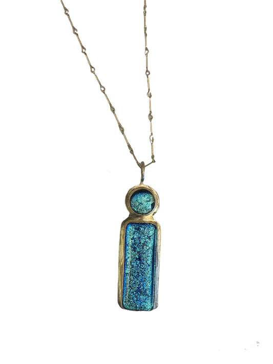 Shimmering light blue dichroic and silver necklace