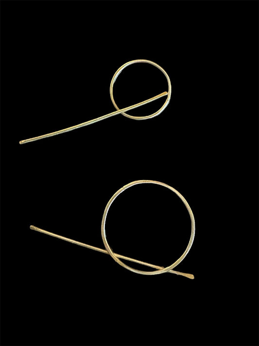 Round barrette,Minimalist hair pin, brass hair clip, hair slide, hair clip, minimal hair clip, open circle hair jewelry, gold hair slide