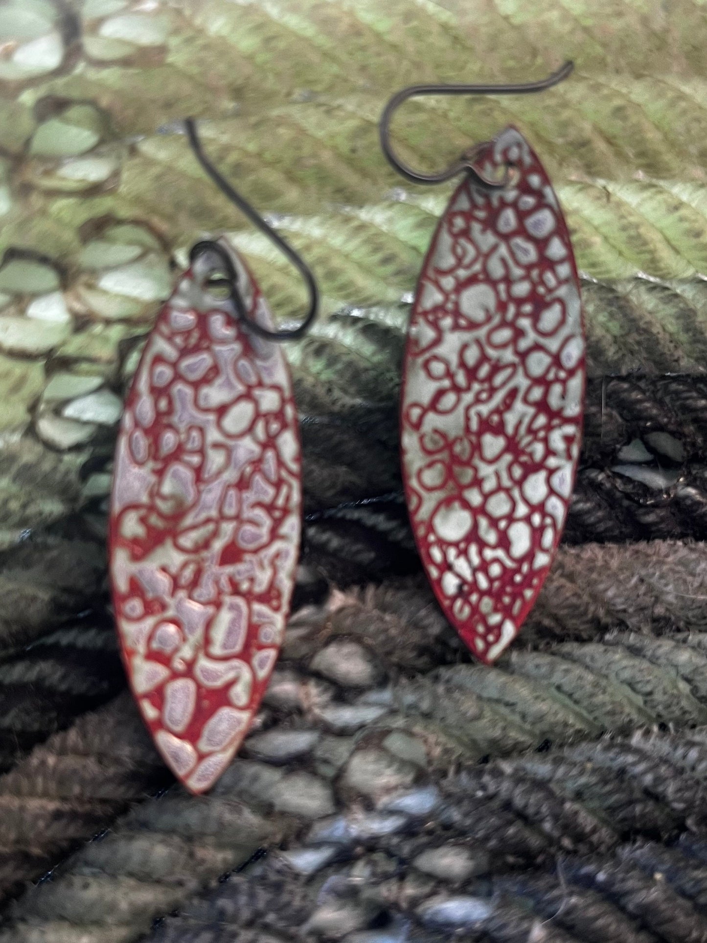 Enameled elipse earrings
