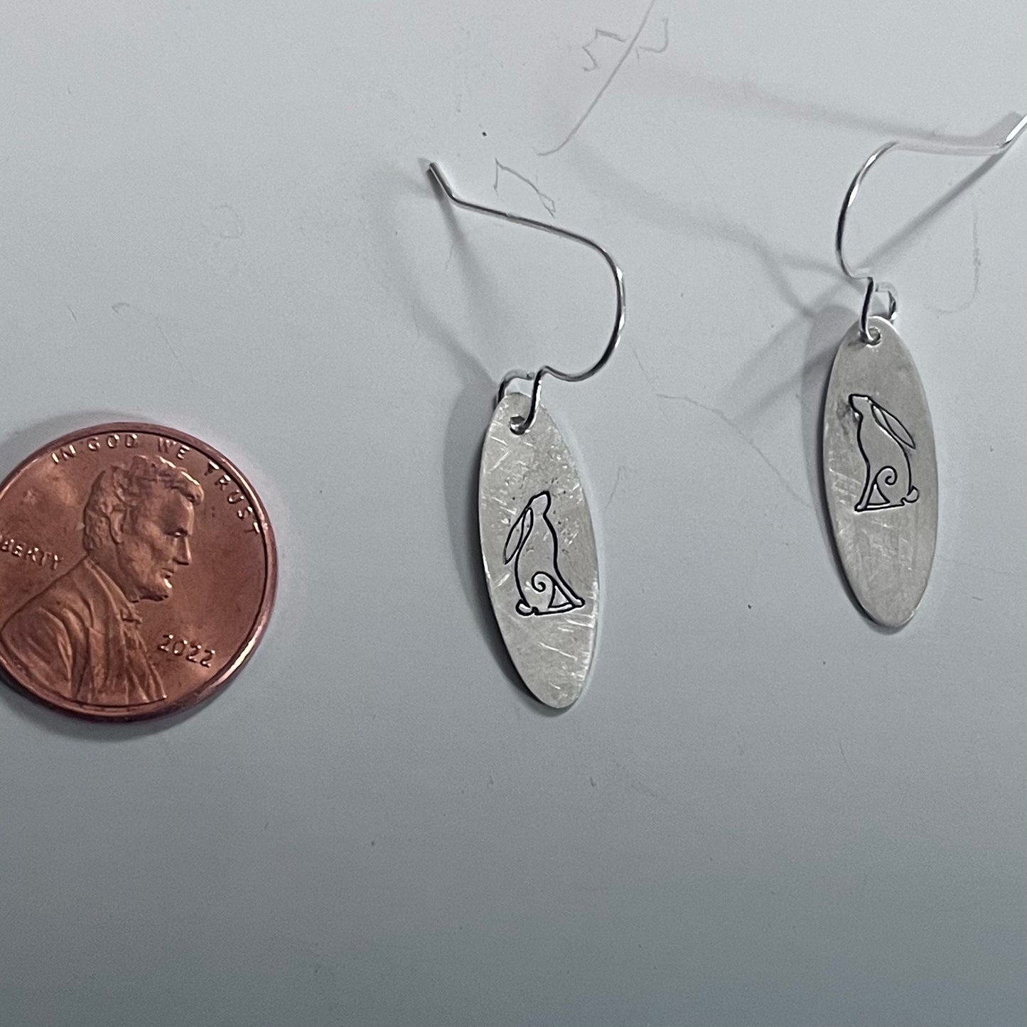 Silver bunny earrings, sterling silver rabbit earrings